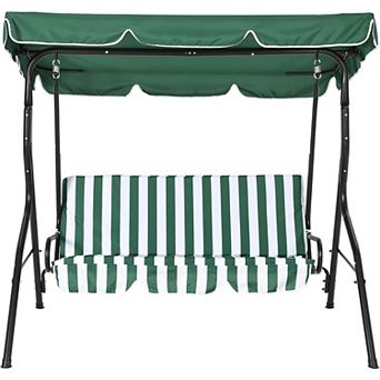 3-Seat Patio Swing Chair with Adjustable Canopy