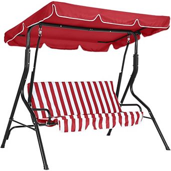 3-Seat Patio Swing Chair with Adjustable Canopy
