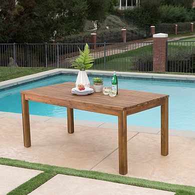 Expandable Dining Table Rustic Acacia Wood Table with Slat Top, Extends to 87"