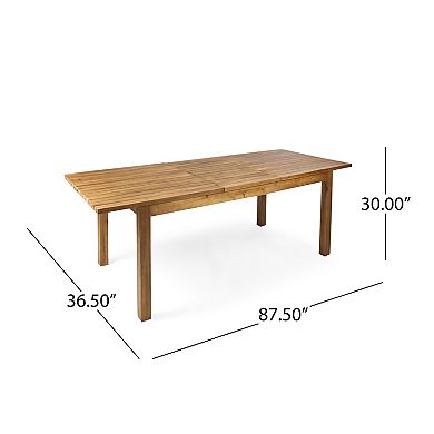 Expandable Dining Table Rustic Acacia Wood Table with Slat Top, Extends to 87"