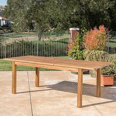 Expandable Dining Table Rustic Acacia Wood Table with Slat Top, Extends to 87"