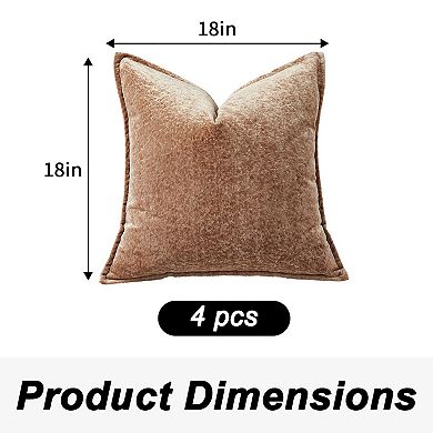 Chenille Throw Pillow Covers Pack of 4 Soft Solid Decorative Cushion Covers 18x18 Inch Boho Decor