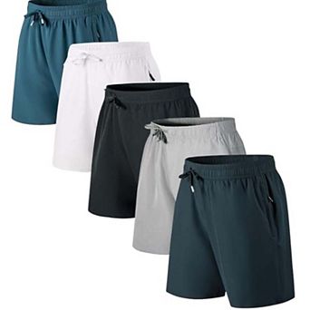 Mens 5 Pack Zipper Pocket Gym Shorts Lightweighted
