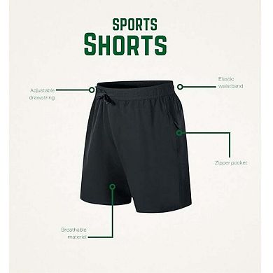 Mens 5 Pack Zipper Pocket Gym Shorts Lightweighted