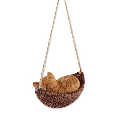 Zingz Home Outdoor Garden Figurine Napping Cat on Hammock