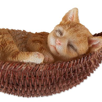 Zingz Home Outdoor Garden Figurine Napping Cat on Hammock