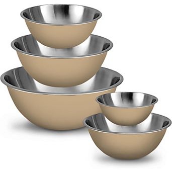 5 pc Stainless Steel Mixing Bowl Set Meal Prep Food Storage