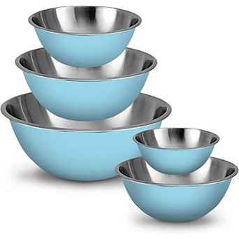 5 pc Stainless Steel Mixing Bowl Set Meal Prep Food Storage