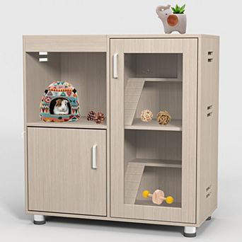 IFMALL Modular Multi-Level Small Pet Habitat with Storage Cabinet Enclosure
