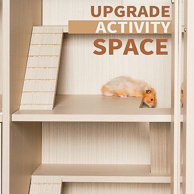 IFMALL Modular Multi-Level Small Pet Habitat with Storage Cabinet Enclosure