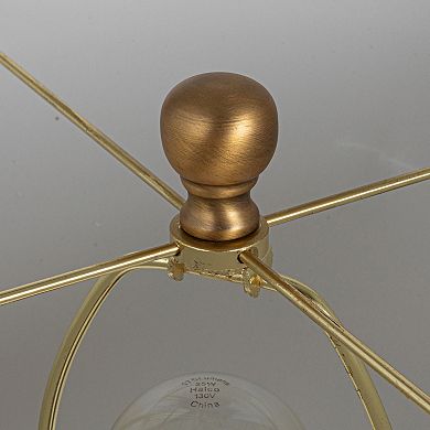 Hello Honey Stoneware Globe Table Lamp with Cream Crackle Glaze and Natural Linen Shade