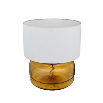 Hello Honey Amber Glass Table Lamp with White Cotton Shade
