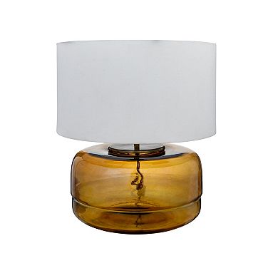 Hello Honey Amber Glass Table Lamp with White Cotton Shade