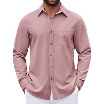 COOFANDY Mens Button Down Long Sleeve Shirts Business Casual Denim Dress Shirt Wrinkle Free
