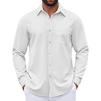 COOFANDY Mens Button Down Long Sleeve Shirts Business Casual Denim Dress Shirt Wrinkle Free