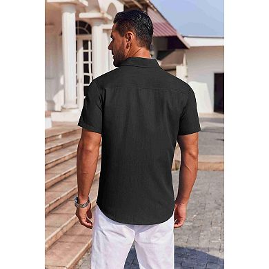 COOFANDY Mens Button Down Short Sleeve Shirt Casual Summer Stretch Dress Shirts with Pocket