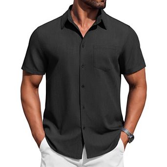 COOFANDY Mens Button Down Short Sleeve Shirt Casual Summer Stretch Dress Shirts with Pocket