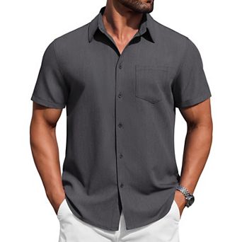 COOFANDY Mens Button Down Short Sleeve Shirt Casual Summer Stretch Dress Shirts with Pocket