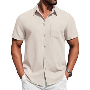 COOFANDY Mens Button Down Short Sleeve Shirt Casual Summer Stretch Dress Shirts with Pocket