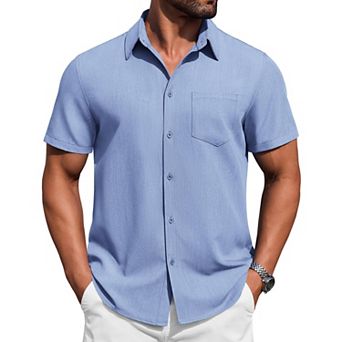 COOFANDY Mens Button Down Short Sleeve Shirt Casual Summer Stretch Dress Shirts with Pocket