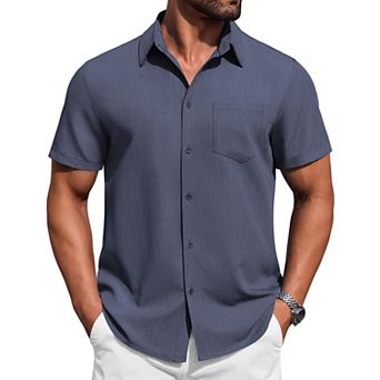 COOFANDY Mens Button Down Short Sleeve Shirt Casual Summer Stretch Dress Shirts with Pocket