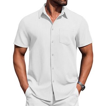 COOFANDY Mens Button Down Short Sleeve Shirt Casual Summer Stretch Dress Shirts with Pocket