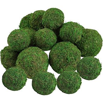 Great Ambitions 18-Pack Faux Dried Moss Balls, 3.1" & 2.2" Green Spheres for Vase Decor