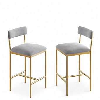 25.5" Bar Stools Set of 2 with Backrest and Footrest