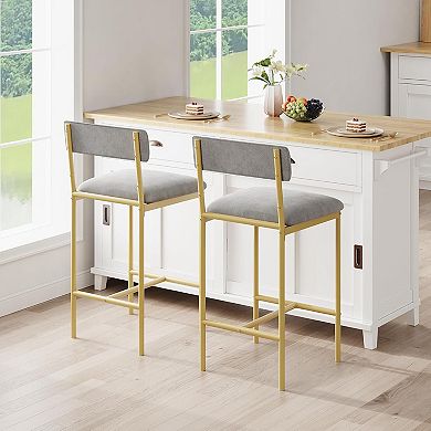 25.5" Bar Stools Set of 2 with Backrest and Footrest