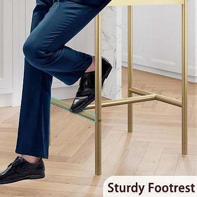 25.5" Bar Stools Set of 2 with Backrest and Footrest