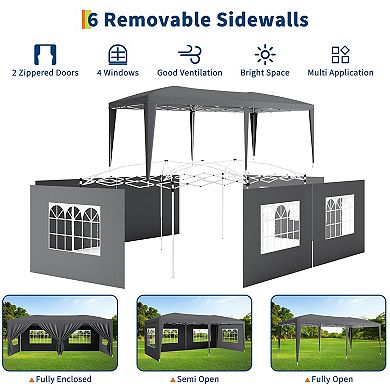 10X20FT Party Tent with 6 Removable Sidewalls for Parties Weddings BBQ