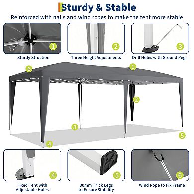 10X20FT Party Tent with 6 Removable Sidewalls for Parties Weddings BBQ