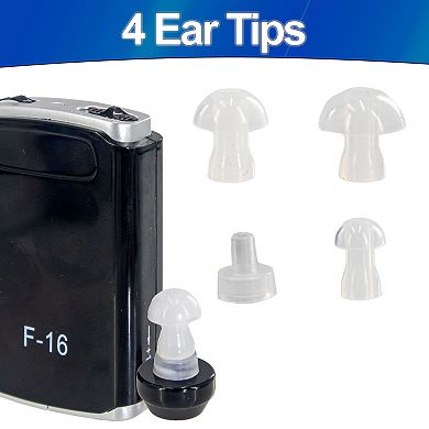Ear Personal Sound Amplifier Aid 50dB Gain Slim Portable w/ Belt Clip & Controls, Long AAA Battery