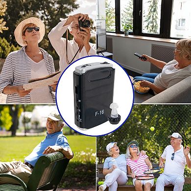 Ear Personal Sound Amplifier Aid 50dB Gain Slim Portable w/ Belt Clip & Controls, Long AAA Battery
