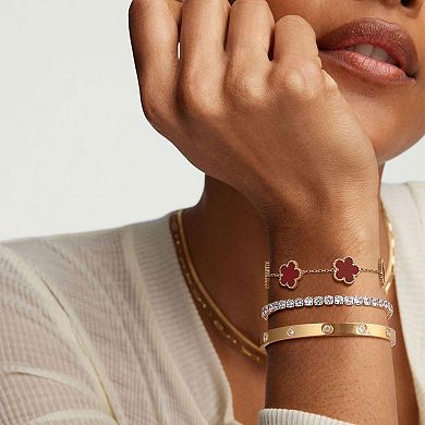 18K Plated Floral Stackable Bracelets Set - Elegant Gift for Women