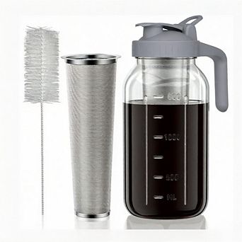 Great Ambitions 64oz Cold Brew Coffee Maker, Glass Pitcher with Filter & Lid