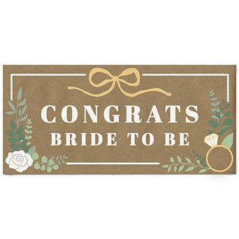 Boho Botanical Bride Kraft Paper Banner, Greenery Bridal Shower & Wedding Printed Brown Paper 1 ct