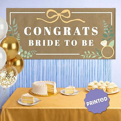 Boho Botanical Bride Kraft Paper Banner, Greenery Bridal Shower & Wedding Printed Brown Paper 1 Ct