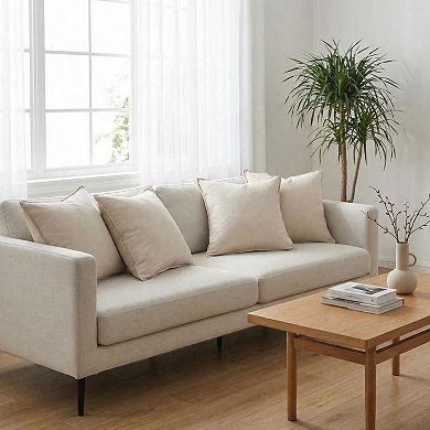 4-Pack Natural Linen Throw Pillow Covers, 18"x18" Square Cushion Cases Solid Farmhouse Home Decor