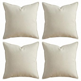 4-Pack Natural Linen Throw Pillow Covers, 18"x18" Square Cushion Cases Solid Farmhouse Home Decor