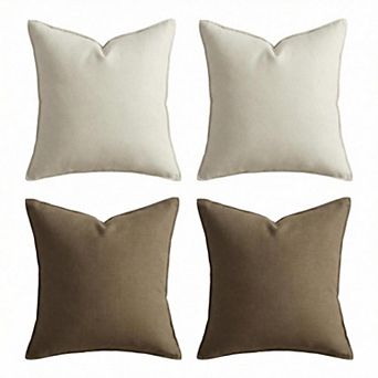4-Pack Natural Linen Throw Pillow Covers, 18"x18" Square Cushion Cases Solid Farmhouse Home Decor