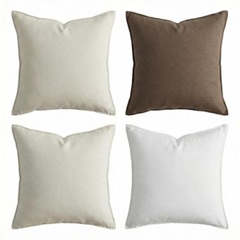 4-Pack Natural Linen Throw Pillow Covers, 18"x18" Square Cushion Cases Solid Farmhouse Home Decor