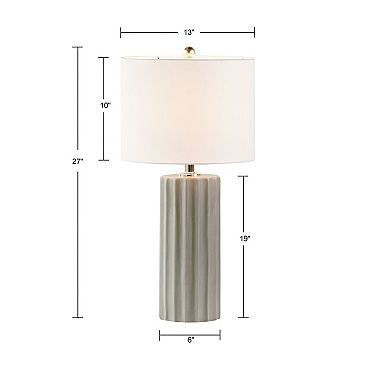 27 in. H Ribbed Ceramic Table Lamp, Gray