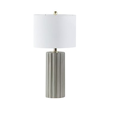 27 in. H Ribbed Ceramic Table Lamp, Gray