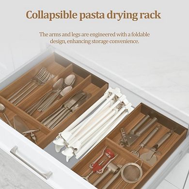 Great Ambitions Collapsible Pasta Drying Rack, 10-Arm Foldable Stand for Fresh Homemade Noodles