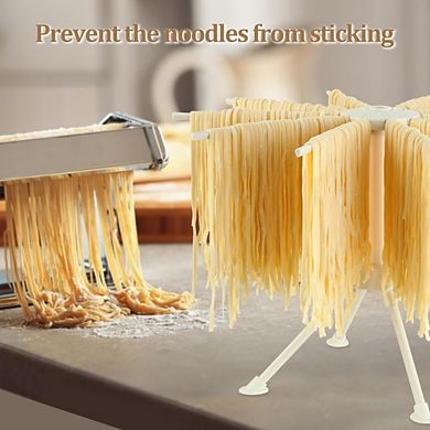 Great Ambitions Collapsible Pasta Drying Rack, 10-Arm Foldable Stand for Fresh Homemade Noodles