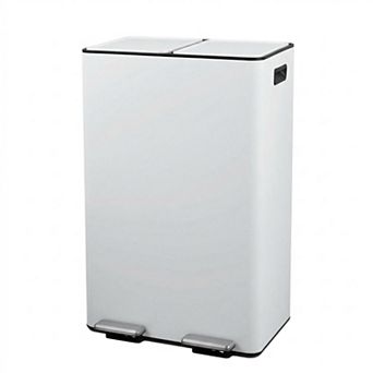 16 Gallon Dual Compartment Stainless Steel Step Trash Can and Recycling Bin