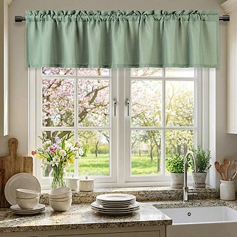 Window Valance Curtain Waterproof, Waffle Weave Valance Kitchen Bathroom