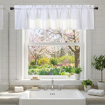 Window Valance Curtain Waterproof, Waffle Weave Valance Kitchen Bathroom