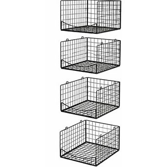 4 Pack Stackable Closet Organizer Shelves Foldable Metal Storage Bins